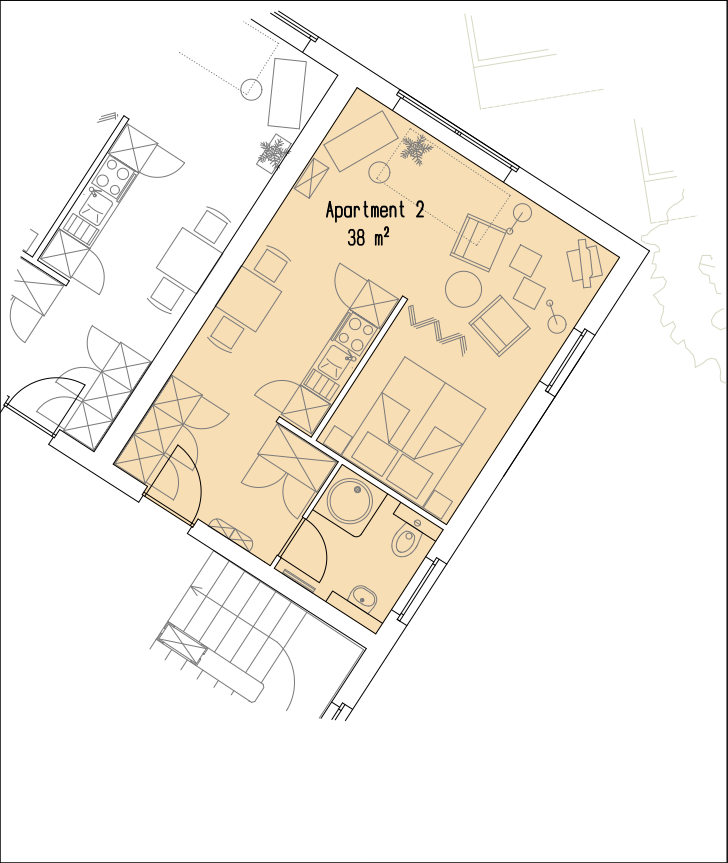 Grundriss des Apartment 2 - Bernstein