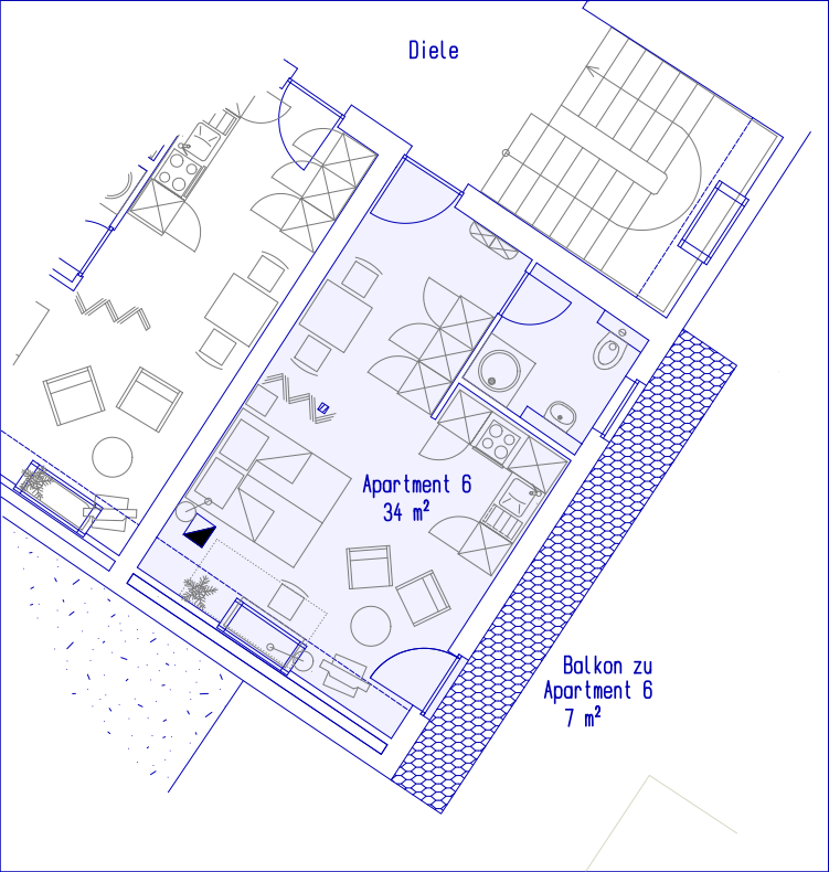 Grundriss des Apartments 6 - Saphir